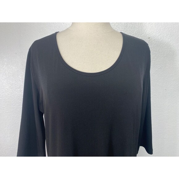 Clara SunWoo Woman Black Knit Dress Medium Scoop Neck Designer Career Travel USA - Picture 2 of 10